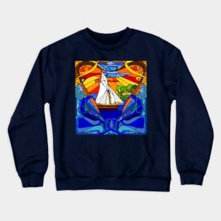 Mosaic Sailboat Art Crewneck Sweatshirt